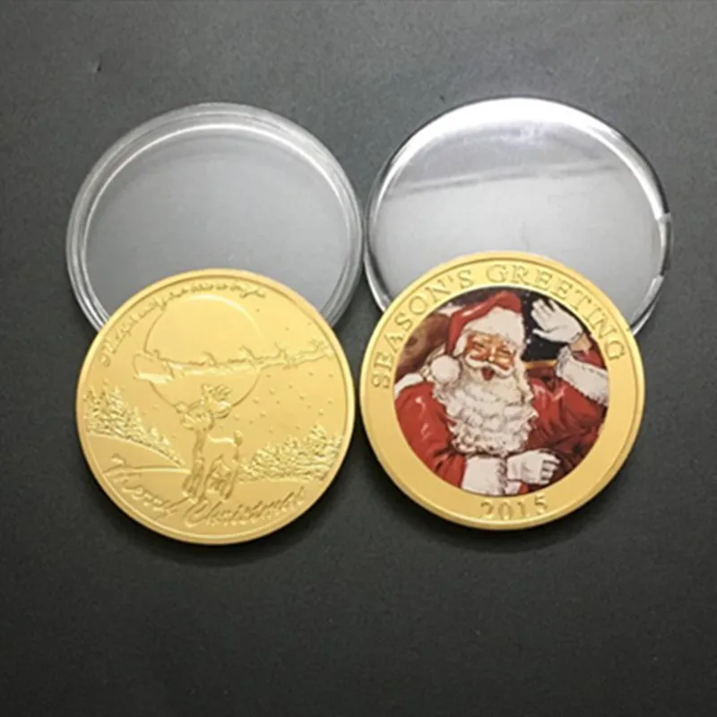 5 pcs The 2015 Santa Claus animal reindeer badge Christmas gift 24k real gold plated 40 mm souvenir coin
5 pcs The 2015 Santa Claus animal reindeer badge Christmas gift 24k real gold plated 40 mm souvenir coin