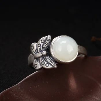 Genuine Solid Ring 925 Sterling Antique Women Butterfly Rings Natural Jade Round Stone Elegant Fine Jewelry Anelli Donna
Genuine Solid Ring 925 Sterling Antique Women Butterfly Rings Natural Jade Round Stone Elegant Fine Jewelry Anelli Donna