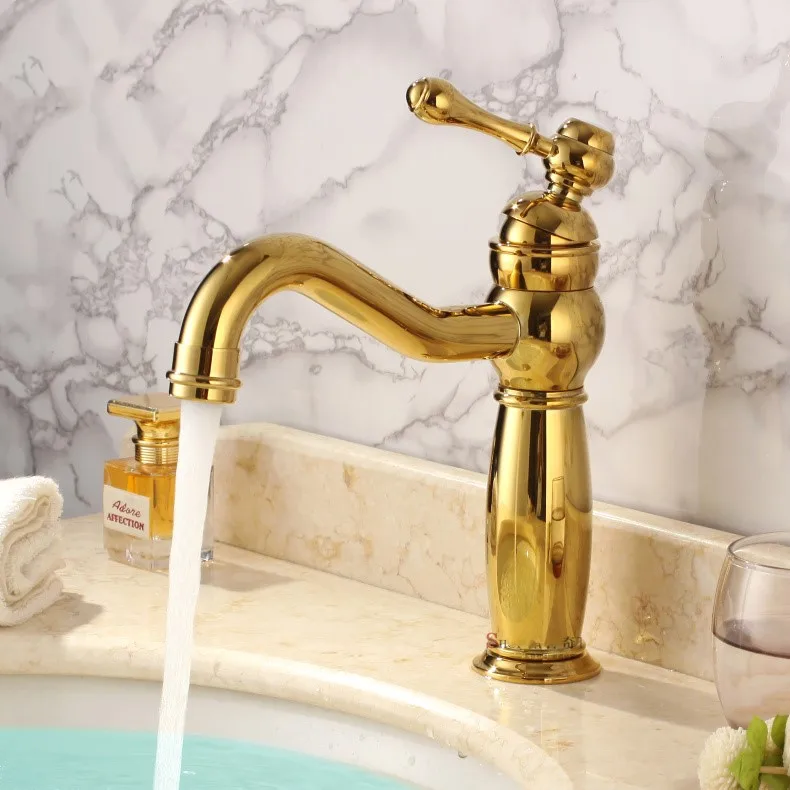 Luxury Gold Brass Bathroom Sink Faucet Single Handle Golden Lavatory Cold and hot water mixeer tap Faucet
Luxury Gold Brass Bathroom Sink Faucet Single Handle Golden Lavatory Cold and hot water mixeer tap Faucet