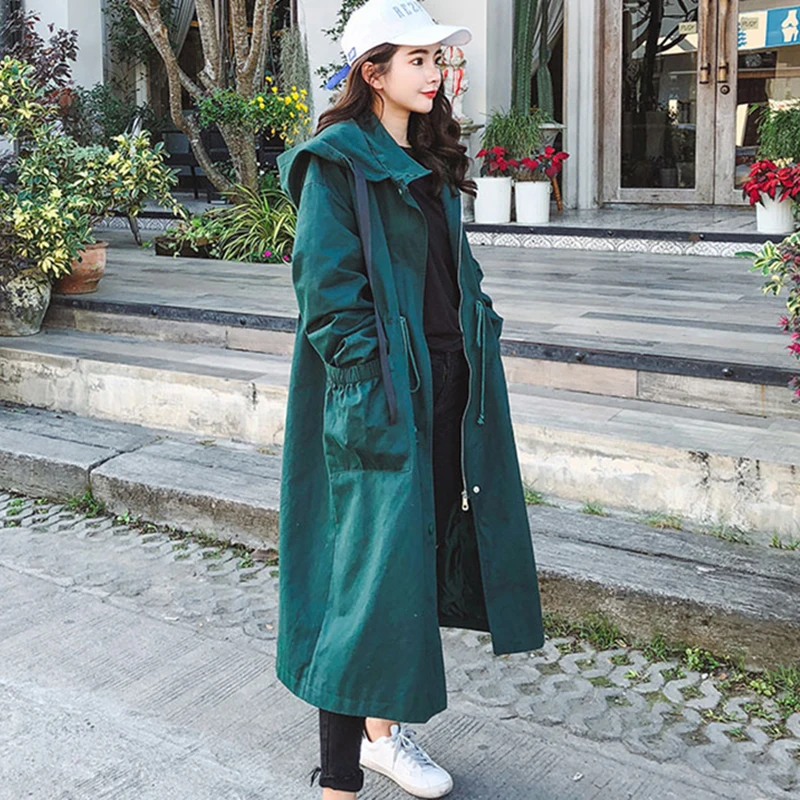 2018 Autumn New Women's Long Casual trench coat oversize Hooded Long Sleeve Korean Style Students Outwear Loose Clothing ZS429
2018 Autumn New Women's Long Casual trench coat oversize Hooded Long Sleeve Korean Style Students Outwear Loose Clothing ZS429