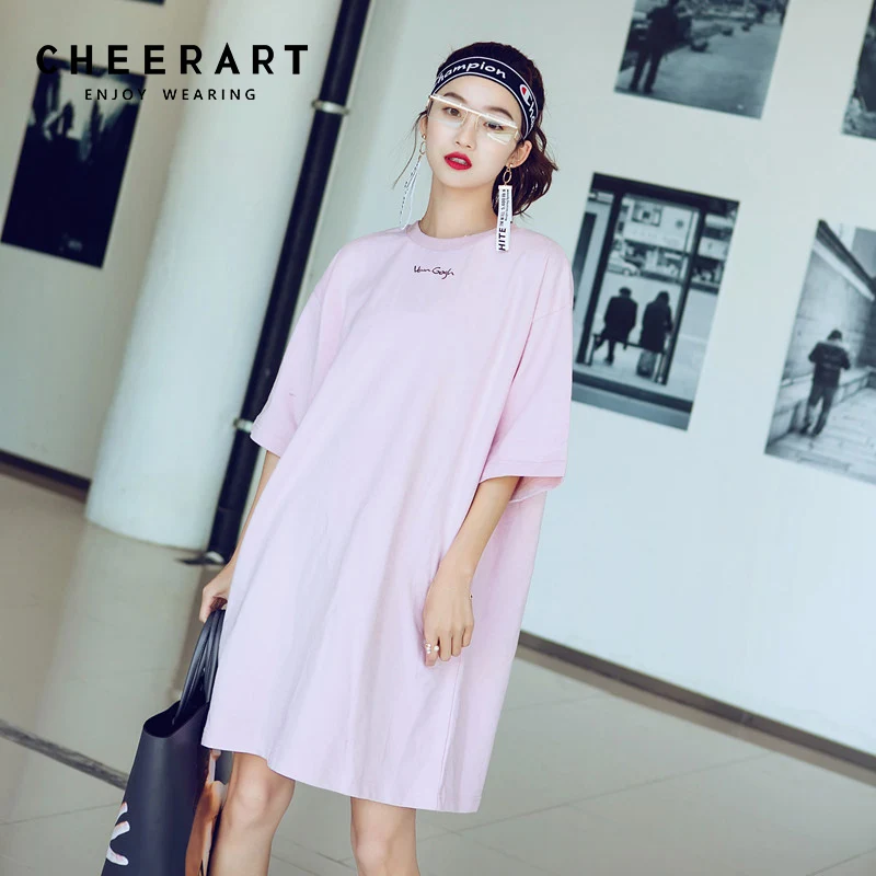 Cheerart Summer Pink T Shirt Dress Women Loose Zipper Print Loose Dress Casual Reversible Mini Dress Cotton Sundress
Cheerart Summer Pink T Shirt Dress Women Loose Zipper Print Loose Dress Casual Reversible Mini Dress Cotton Sundress
