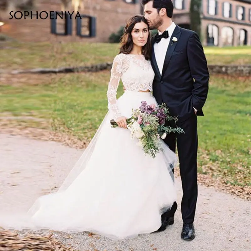 Vestido de novia Two Piece Wedding Dress Boho O-Neck A Line Lace Top Tulle Skirt Princess Bride Dress Princess Wedding Gown
Vestido de novia Two Piece Wedding Dress Boho O-Neck A Line Lace Top Tulle Skirt Princess Bride Dress Princess Wedding Gown