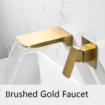Luxury wall-mounted brushed gold basin faucet Brass black waterfall Faucet hot cold mixer bathroom Concealed washbasin taps
Luxury wall-mounted brushed gold basin faucet Brass black waterfall Faucet hot cold mixer bathroom Concealed washbasin taps
