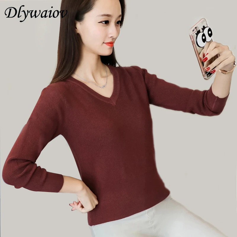 2018 Autumn Women's Knit Sweater Fashion Short V-neck Long sleeve Female Tops High Quality Elasticity Slim Knitting Pullover
2018 Autumn Women's Knit Sweater Fashion Short V-neck Long sleeve Female Tops High Quality Elasticity Slim Knitting Pullover