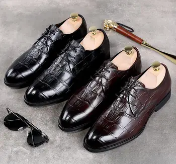 Dress shoes men Alligator Pattern plaid genuine leather smart casual formal business oxfords pleated pointed toes derby shoes
Dress shoes men Alligator Pattern plaid genuine leather smart casual formal business oxfords pleated pointed toes derby shoes
