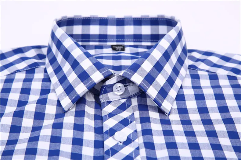 Plaid Shirts Men Free Iron Spring Summer Long Sleeve Cotton Business Formal Male Dress Shirts Leisure Social Shirts Brand MuLS 19