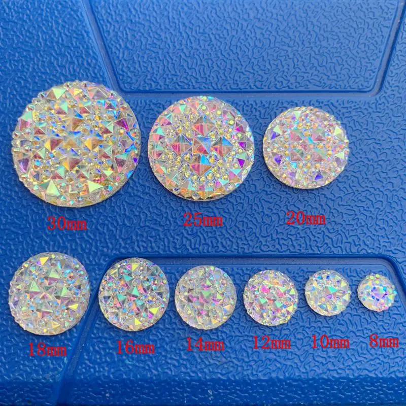 Description Picture 2 of itemEach size Crystal AB Resin Flatback Rhinestones Round Crystal Stones Non Hotfix Scrapbook Strass for DIY Crafts -HB39