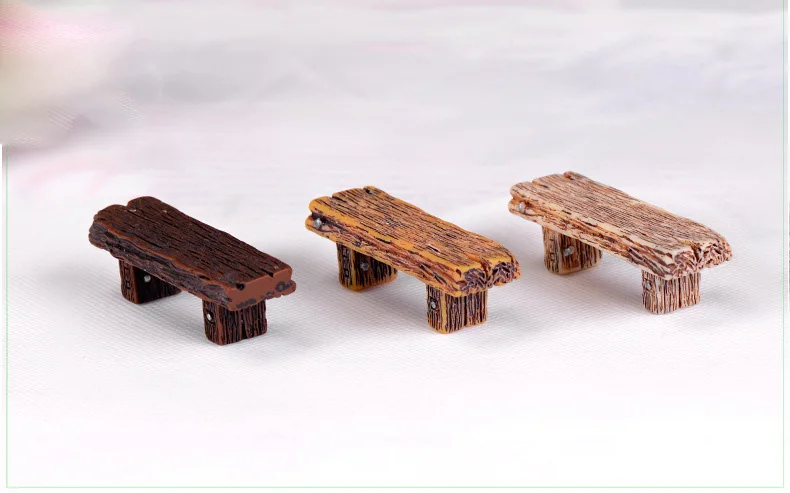 Miniature Dollhouse FAIRY GARDEN Furniture ~ Resin Log Table with Two Benches