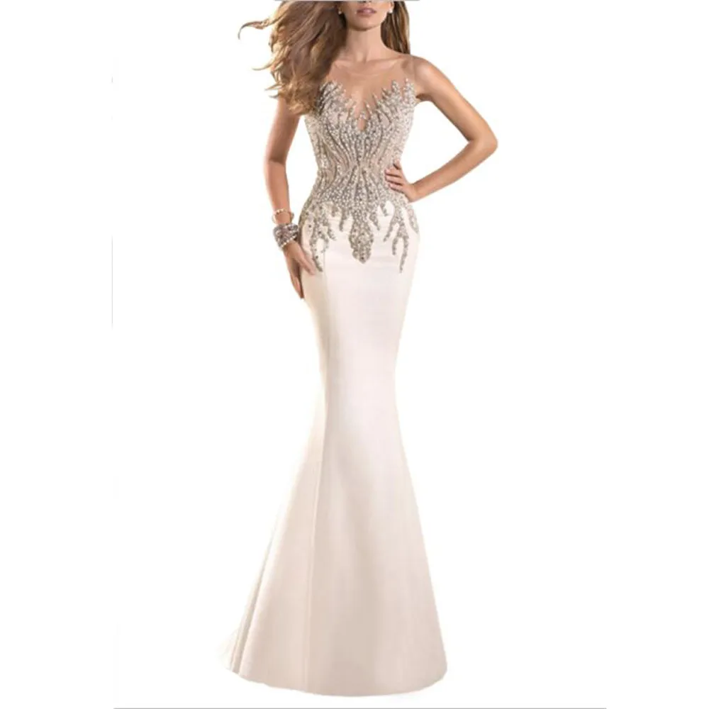 Popular Mermaid Prom Dresses Illusion Scoop Neckline Beads Crystals by Hand Long Prom Dress Custom Made
Popular Mermaid Prom Dresses Illusion Scoop Neckline Beads Crystals by Hand Long Prom Dress Custom Made
