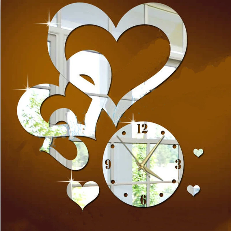 Modern design Heart-to-heart wall clock Acrylic wall sticker Mirror Stickers wall decoration for wedding room gifts
Modern design Heart-to-heart wall clock Acrylic wall sticker Mirror Stickers wall decoration for wedding room gifts