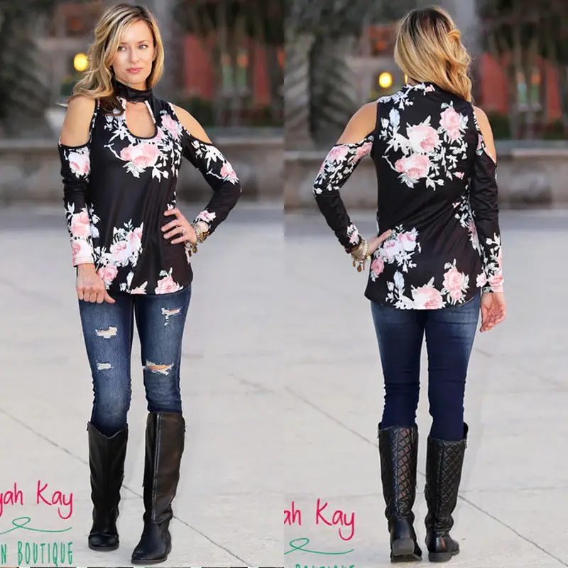 Women Floral Blouse Long Sleeve Autumn Cold Shoulder Tops
Women Floral Blouse Long Sleeve Autumn Cold Shoulder Tops