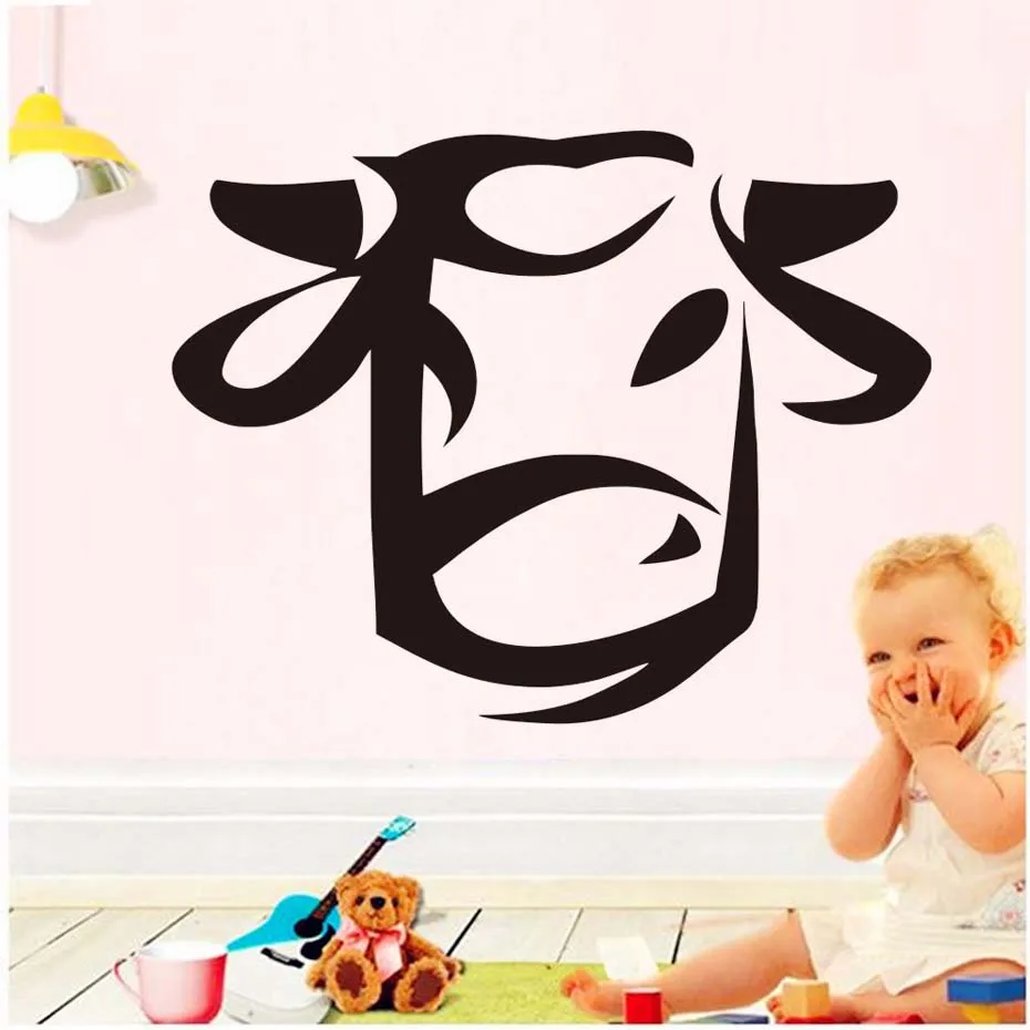 Cute Cartoon Cow Head Wall Sticker For Kids Rooms Bedroom Home Decoration PVC Removable Vinyl Posters Art Decals Decor | Дом и сад