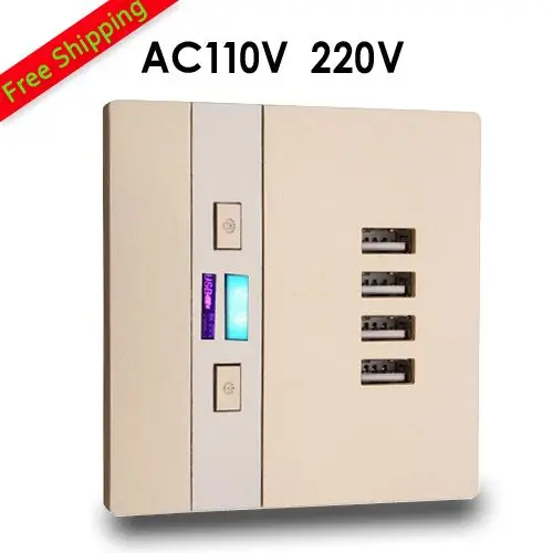 Newest Universal 4 USB Port 3000mA Wall Face Plate Outlet Panel Power Supply Socket Plug Switch Charger AC110V 220V Champagne
Newest Universal 4 USB Port 3000mA Wall Face Plate Outlet Panel Power Supply Socket Plug Switch Charger AC110V 220V Champagne