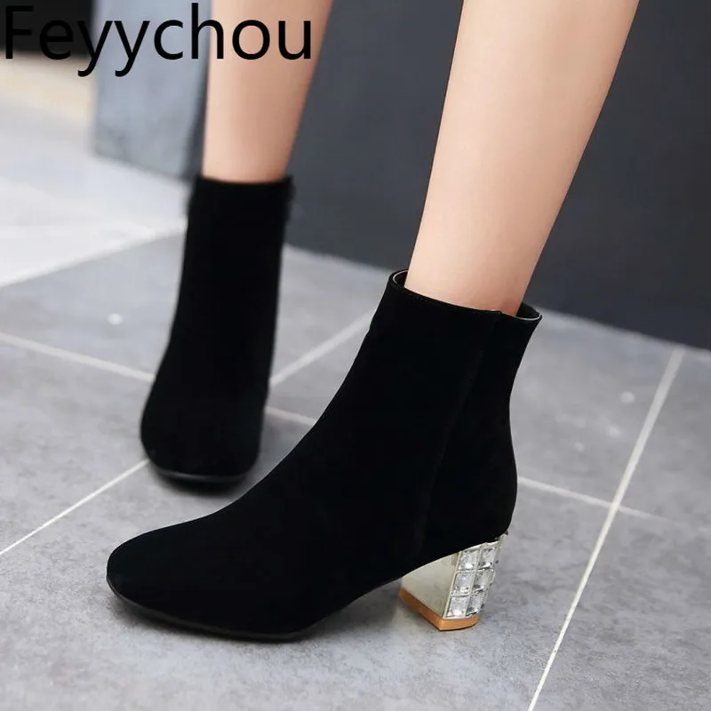 Women's Boots Round Toe Zip Flock Heel High Heels Shoes Woman Female 2018 Winter Socks Boots Black Red Blue Beige Size 34-43
Women's Boots Round Toe Zip Flock Heel High Heels Shoes Woman Female 2018 Winter Socks Boots Black Red Blue Beige Size 34-43