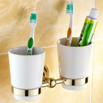 Antique Gold Brass Cup&Tumbler Holders Plated Polish Tumbler Ceramic Double Cup Toothbrush Holder Bathroom Accessories FG14
Antique Gold Brass Cup&Tumbler Holders Plated Polish Tumbler Ceramic Double Cup Toothbrush Holder Bathroom Accessories FG14