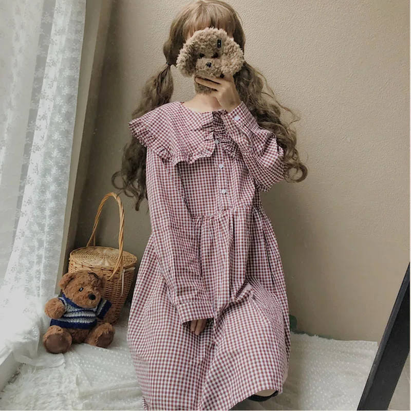 New Spring Japanese Ruffles Peter Pan Collar Plaid Women Dresses Preppy Style Knee-length Mori Girl Dress Vintage Summer Dresses
New Spring Japanese Ruffles Peter Pan Collar Plaid Women Dresses Preppy Style Knee-length Mori Girl Dress Vintage Summer Dresses