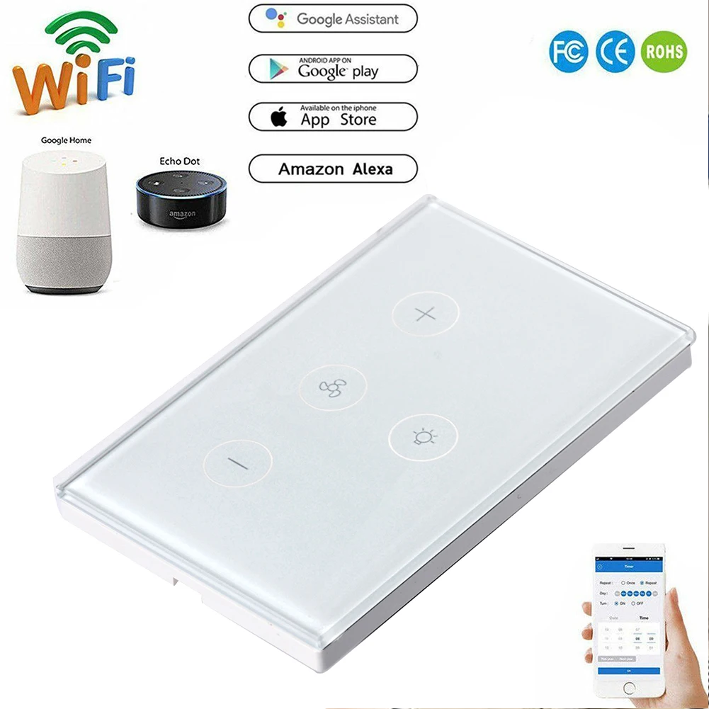 WiFi Smart Ceiling Fan Light Wall Switch,Smart Life/Tuya APP Remote Control,Voice Control Compatible with Alexa and Google Home
WiFi Smart Ceiling Fan Light Wall Switch,Smart Life/Tuya APP Remote Control,Voice Control Compatible with Alexa and Google Home