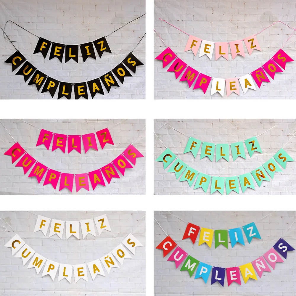 Happy birthday Spanish Feliz cumpleaños Paper Bunting Garland Banners Letter Flags Girl Boy Baby Shower Kids Event Decoration
Happy birthday Spanish Feliz cumpleaños Paper Bunting Garland Banners Letter Flags Girl Boy Baby Shower Kids Event Decoration