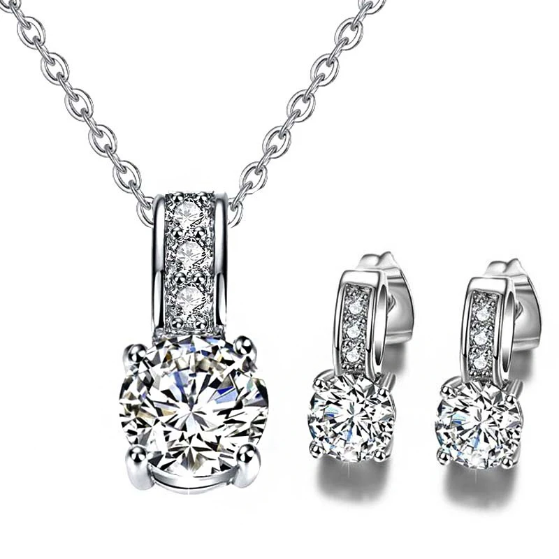 3A Zirconia Tiny Pendant Silver Rose Gold Chain Necklace Exquisite Crystal Earrings Fashion Wedding Jewelry Sets Gifts for Women
3A Zirconia Tiny Pendant Silver Rose Gold Chain Necklace Exquisite Crystal Earrings Fashion Wedding Jewelry Sets Gifts for Women