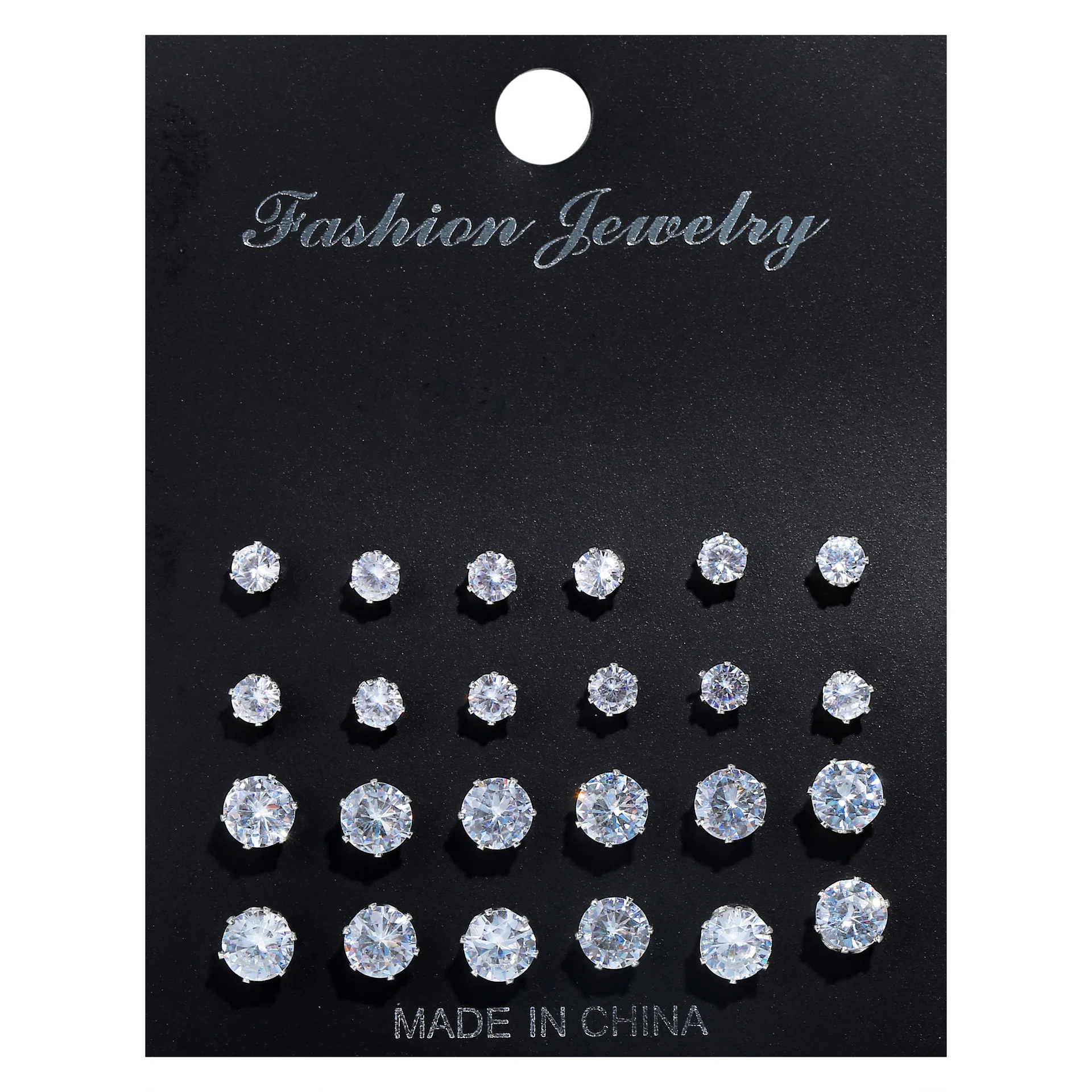 12 Pairs Hot Sale Fashio Six Claws Simple Earring Classic Crystal Zircon Rhinestone Stud for Women Wedding Ear Jewelry | Украшения и