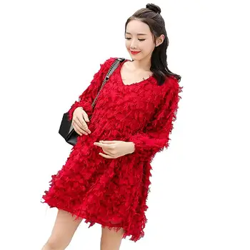 2019 New Spring Autumn V-neck Pregnancy Clothes Maternity Causal Nursing Dress Pregnant Women Solid Feather Tassel Vestido Q661 
2019 New Spring Autumn V-neck Pregnancy Clothes Maternity Causal Nursing Dress Pregnant Women Solid Feather Tassel Vestido Q661