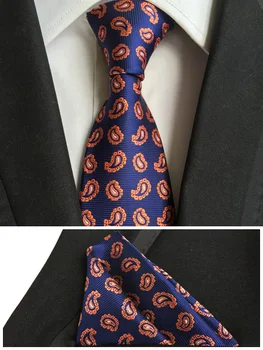 New Faddish Ties Men's Wedding Party Necktie Navy Blue with Orange Classic Paisley Patterned Handkerchief to Match Shirts
New Faddish Ties Men's Wedding Party Necktie Navy Blue with Orange Classic Paisley Patterned Handkerchief to Match Shirts