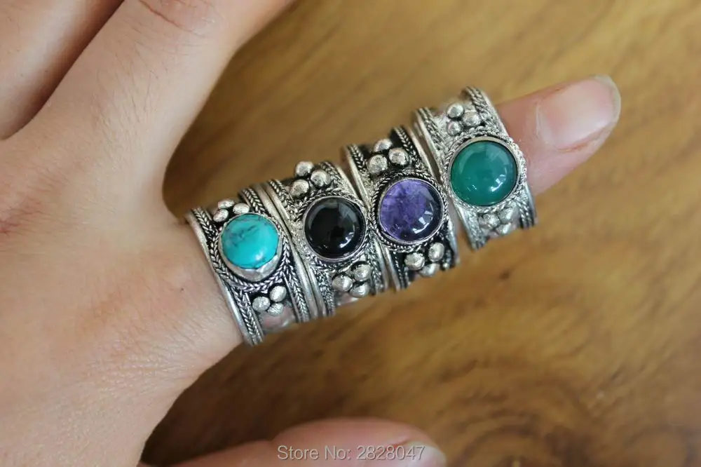 RG329 Tibetan Silver Inlaid Various Bead Ring Handmade Nepal Original 12mm Wide Ring for Woman Adjustable Ring
RG329 Tibetan Silver Inlaid Various Bead Ring Handmade Nepal Original 12mm Wide Ring for Woman Adjustable Ring