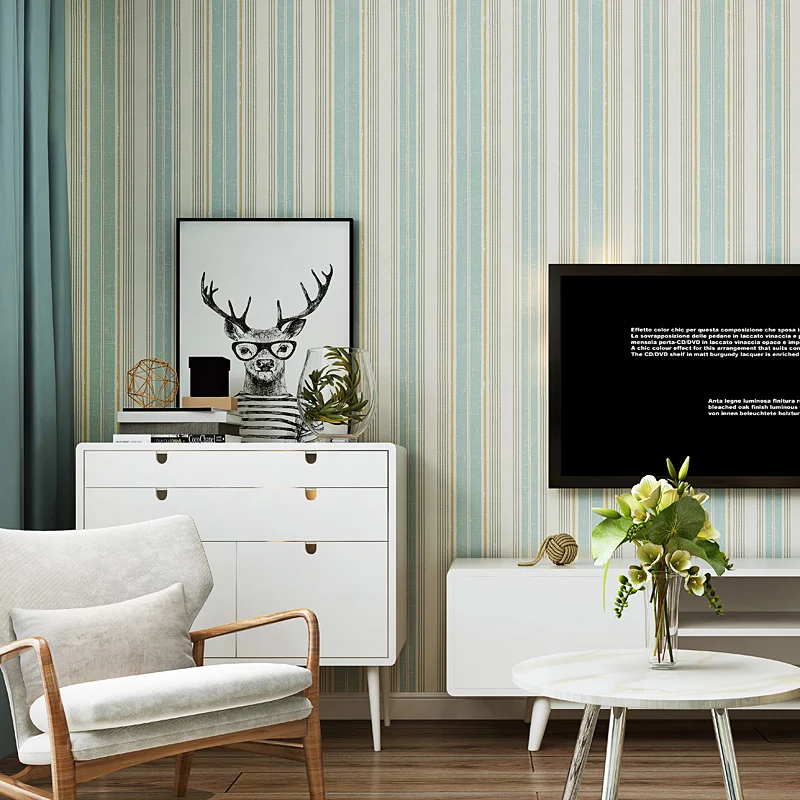 Mediterranean Blue Vertical Striped Wallpaper Blue Modern Children's Bedroom Living Room TV Background Non-woven Wallpaper
Mediterranean Blue Vertical Striped Wallpaper Blue Modern Children's Bedroom Living Room TV Background Non-woven Wallpaper