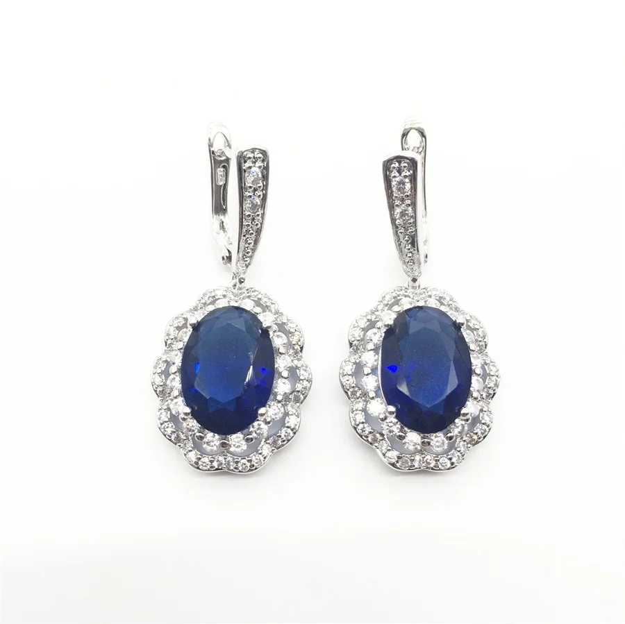 Silver 925 Bridal Jewelry Women Montana Blue Stones White Zircon Earrings Free shipping 
Silver 925 Bridal Jewelry Women Montana Blue Stones White Zircon Earrings Free shipping