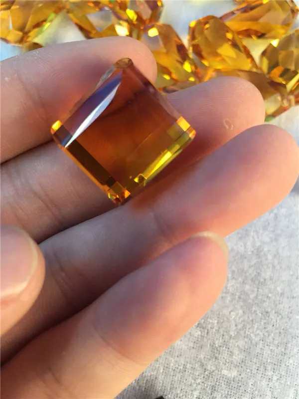 Yellow crystal polygonal pendant DIY jewelry yellow stone | Украшения и аксессуары
