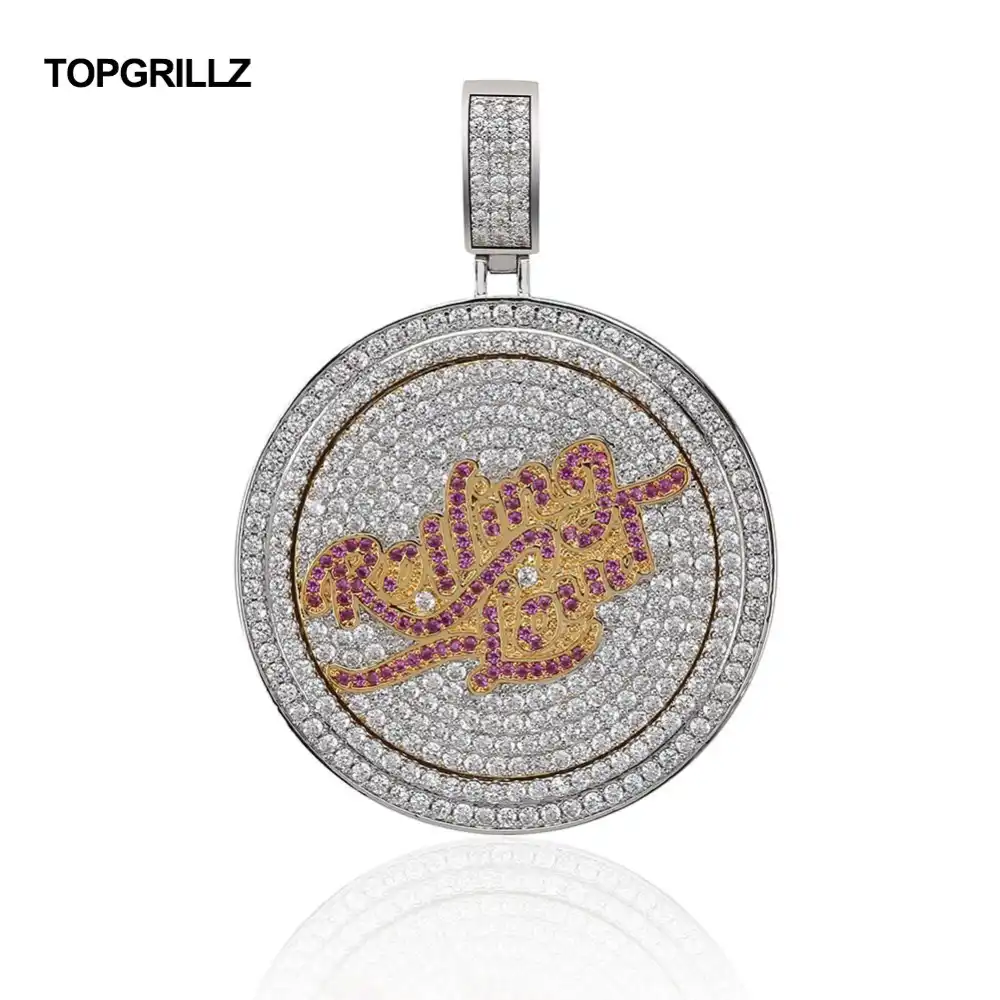 topgrillz new music note spinner pendant necklace iced out hip