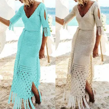 2019 Crochet Tassel Beach Cover up Knitted Dress Tunic Long Pareos Bikinis Cover ups Swim Cover up Robe Plage Beachwear
2019 Crochet Tassel Beach Cover up Knitted Dress Tunic Long Pareos Bikinis Cover ups Swim Cover up Robe Plage Beachwear