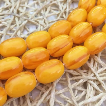 

Wholesale price gold yellow resin beeswax 6*9mm 8*11mm 10*13mm 12*16mm 13*18mm rice barrel loose beads jewelry making 15inch B48