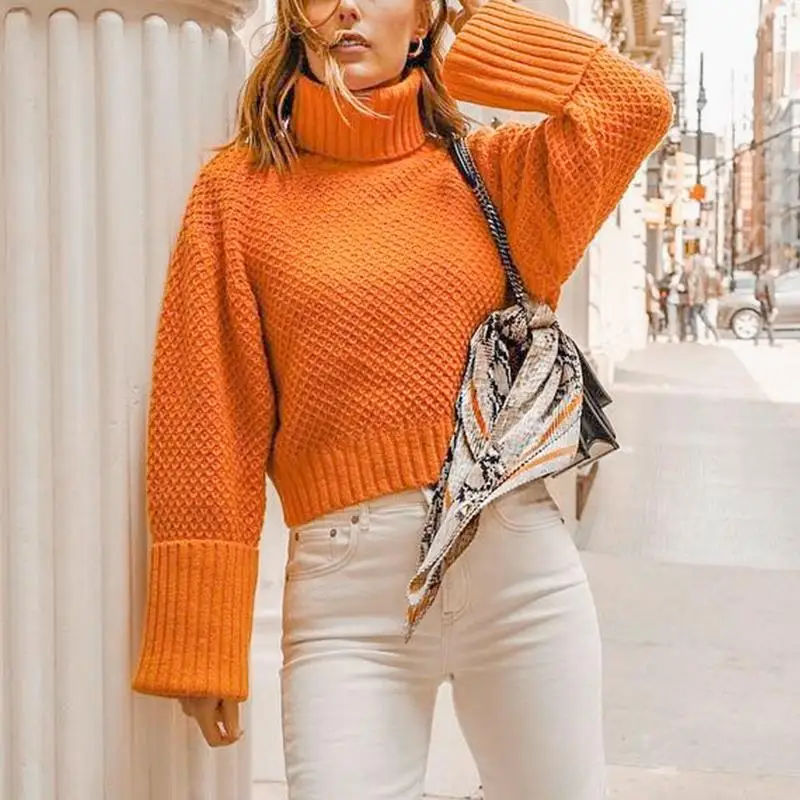 Misswim Casual orange knitted turtleneck sweater women Autumn winter 2019 Neon short pullover mujer Vintage long sleeve jumper
Misswim Casual orange knitted turtleneck sweater women Autumn winter 2019 Neon short pullover mujer Vintage long sleeve jumper