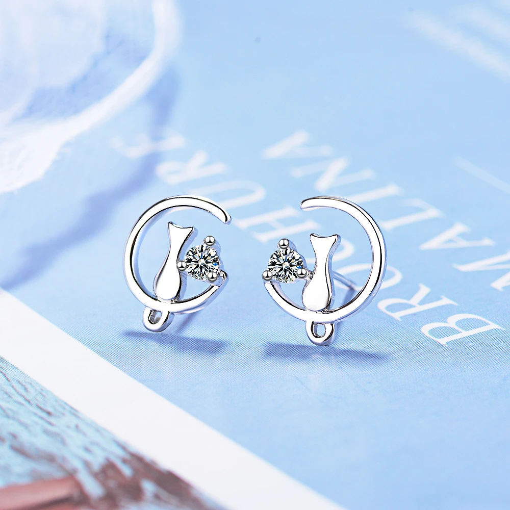 New Korean 925 Sterling Silver Full Zirconia Cat Moon Earrings For Women Fashion Wedding Jewelry Pendientes Brincos
New Korean 925 Sterling Silver Full Zirconia Cat Moon Earrings For Women Fashion Wedding Jewelry Pendientes Brincos
