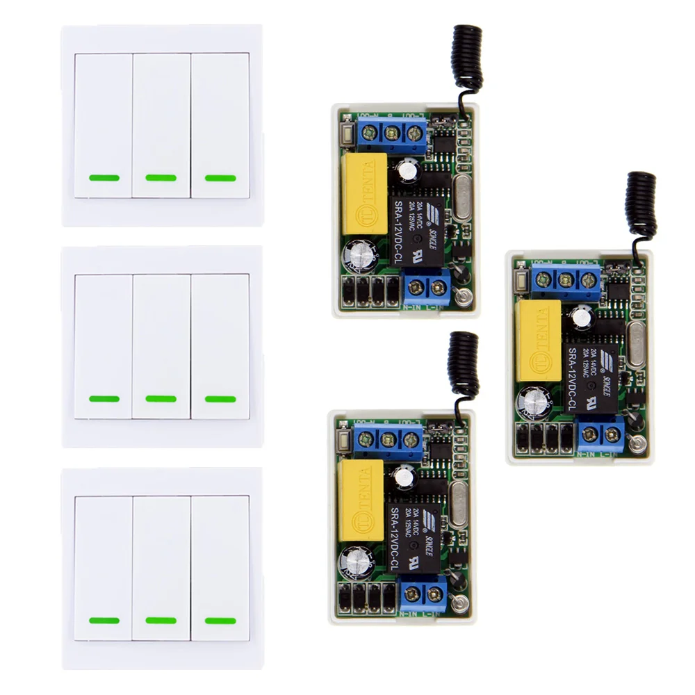 Smart Home 220V 1CH 1CH 10A Wireless Remote Control Switch Receiver + 3CH 86 Wall Panel Remote Transmitter,Self-Lock Function
Smart Home 220V 1CH 1CH 10A Wireless Remote Control Switch Receiver + 3CH 86 Wall Panel Remote Transmitter,Self-Lock Function