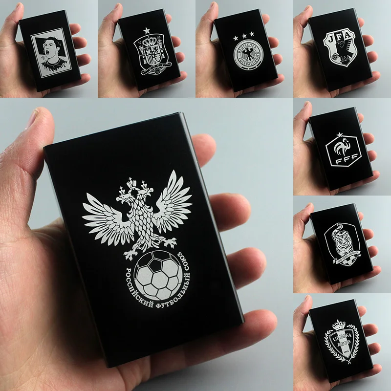 Football National teams logo Laser Carved Cigarette Boxes Aluminium Alloy Beauty famous people Cigarette Case for Football fans
Football National teams logo Laser Carved Cigarette Boxes Aluminium Alloy Beauty famous people Cigarette Case for Football fans