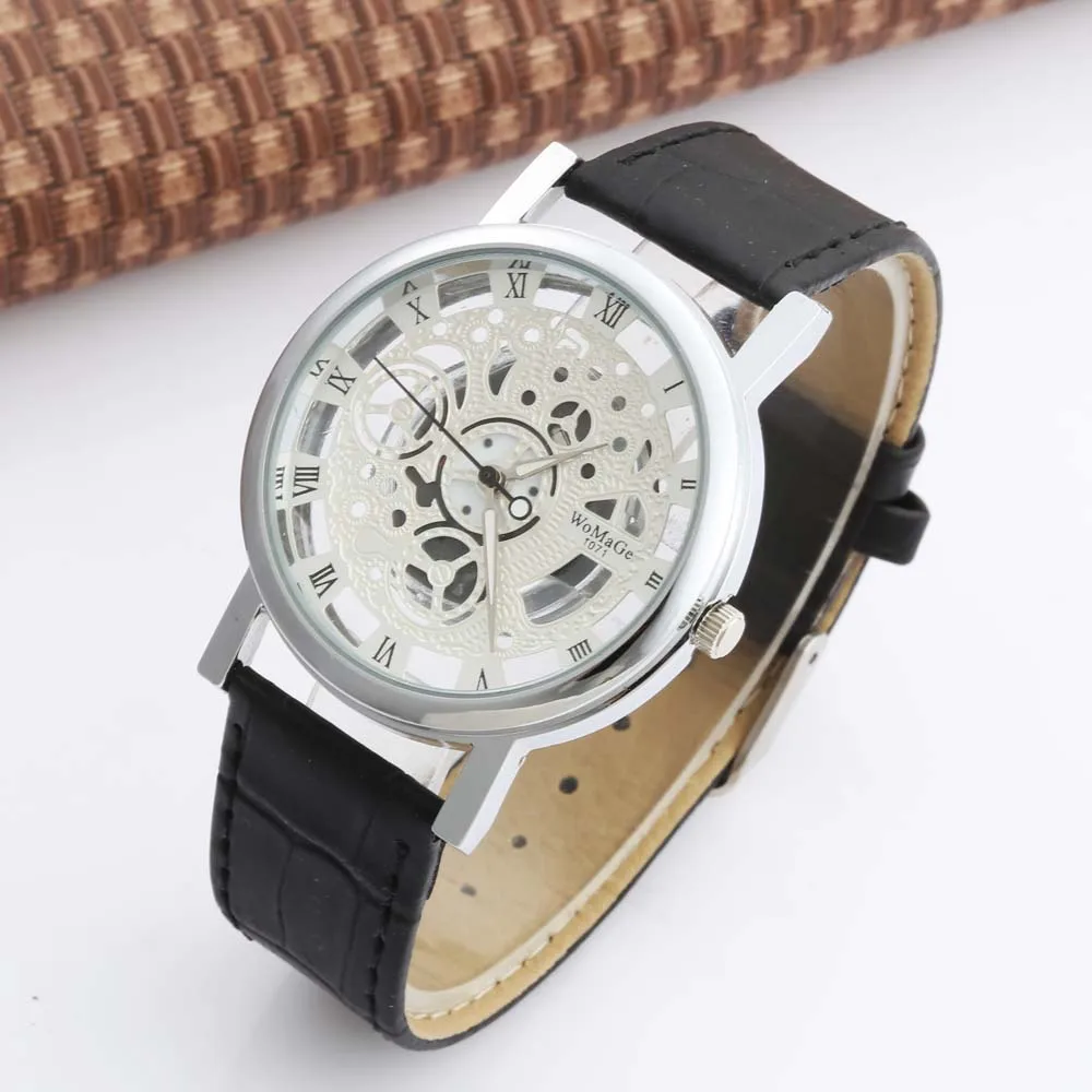 WOMAGE Watch Fashion Men Skeleton Watches Leather Band Quartz Watch Transparent Hollow Watches Mens Watches erkek kol saat
WOMAGE Watch Fashion Men Skeleton Watches Leather Band Quartz Watch Transparent Hollow Watches Mens Watches erkek kol saat