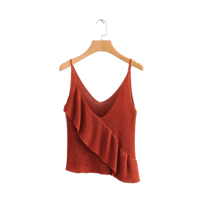 DD711 Brief Design Solid Color Spaghetti Strap Ruffles Knitted Camis Soft Cozy Sweater Tank Tops
DD711 Brief Design Solid Color Spaghetti Strap Ruffles Knitted Camis Soft Cozy Sweater Tank Tops