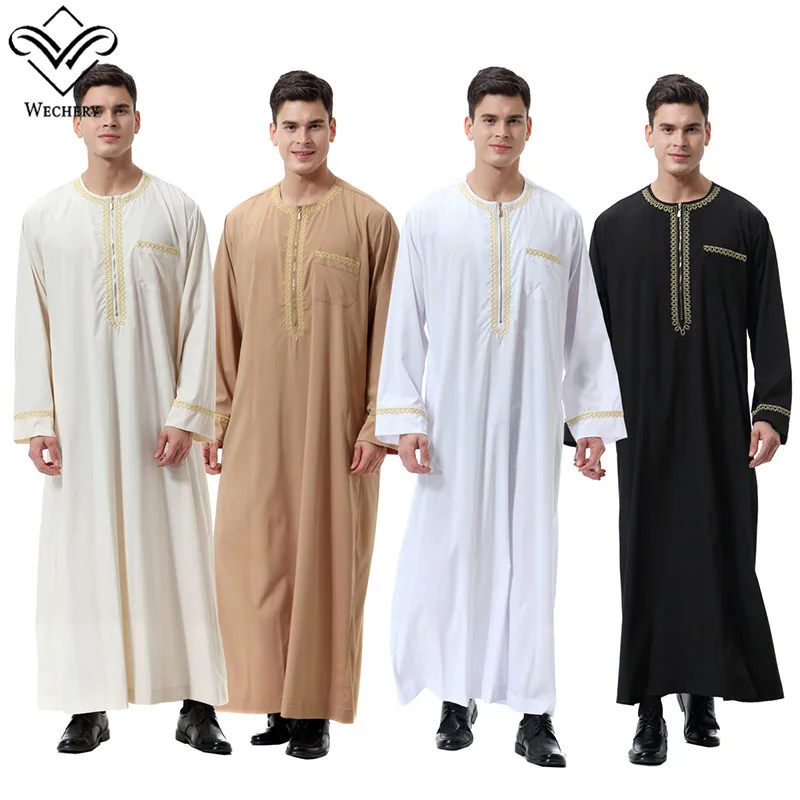 Wechery Mens Jubba Thobe Muslim Islamic Long Sleeve Kaftan With Pocket Buttons Design Robes for Saudi Men
Wechery Mens Jubba Thobe Muslim Islamic Long Sleeve Kaftan With Pocket Buttons Design Robes for Saudi Men