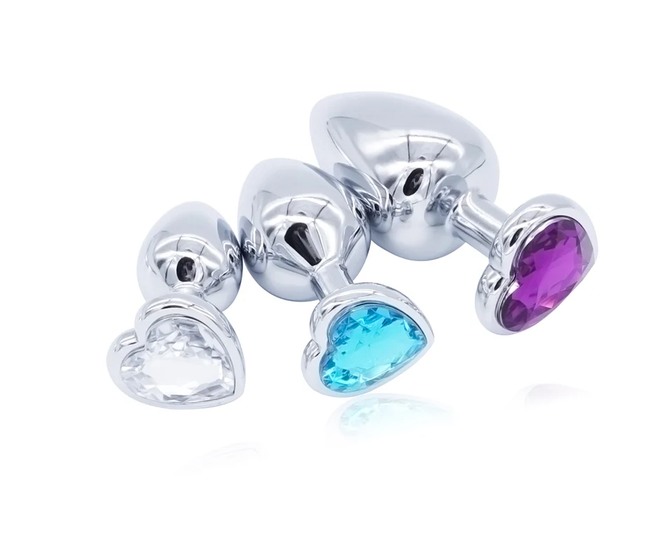 DOMI 3PCS Anal Beads Crystal Jewelry Heart Butt Plug Stimulator Sex Toys Dildo Stainless Steel Anal Plug 5