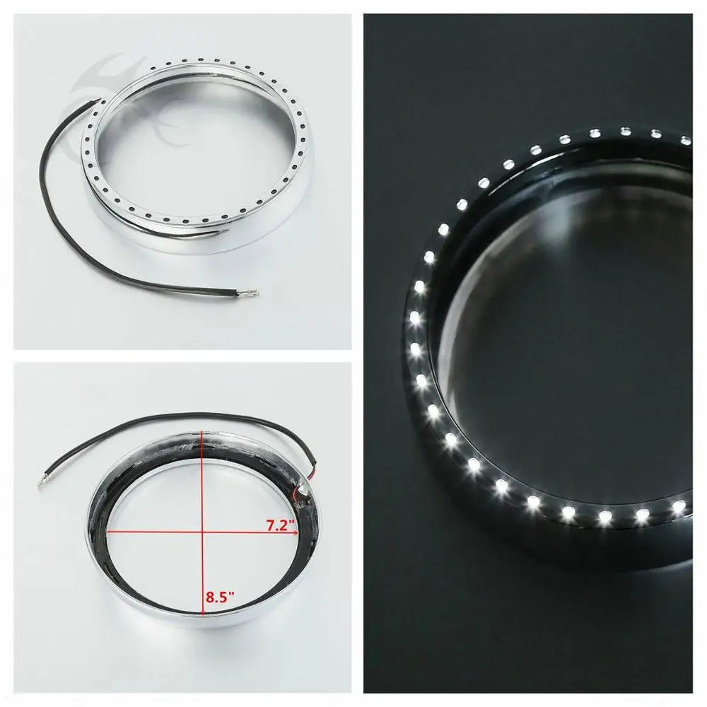 7" in Headlight Trim Ring + Light For Harley Touring Street Electra Tri Glide Road King Black/Chrome Motorcycle
7" in Headlight Trim Ring + Light For Harley Touring Street Electra Tri Glide Road King Black/Chrome Motorcycle