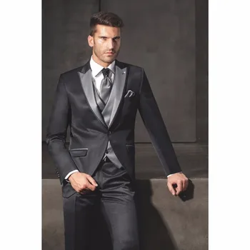 2018 New smoking satin Peak Lapel Groom Tuxedo men Wedding Dinner Suits Best 3 pieces Man Bridegroom suit (Jacket+Pants+Vest)
2018 New smoking satin Peak Lapel Groom Tuxedo men Wedding Dinner Suits Best 3 pieces Man Bridegroom suit (Jacket+Pants+Vest)