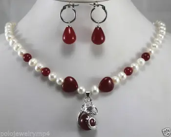 FREE shipping> >>>>>New Jewelry 8mm White&Red Pearl/Jade Necklace Earring Dragon Inlay set
FREE shipping> >>>>>New Jewelry 8mm White&Red Pearl/Jade Necklace Earring Dragon Inlay set