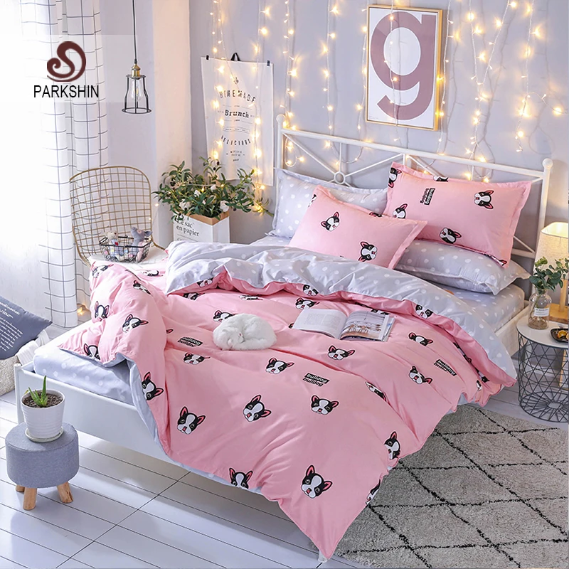 ParkShin 2019 Cute Dog Pink Bedding Set Double Bedspread Duvet Cover Set Flat Sheet Queen King Bed Linen Set Decor Home Textile
ParkShin 2019 Cute Dog Pink Bedding Set Double Bedspread Duvet Cover Set Flat Sheet Queen King Bed Linen Set Decor Home Textile