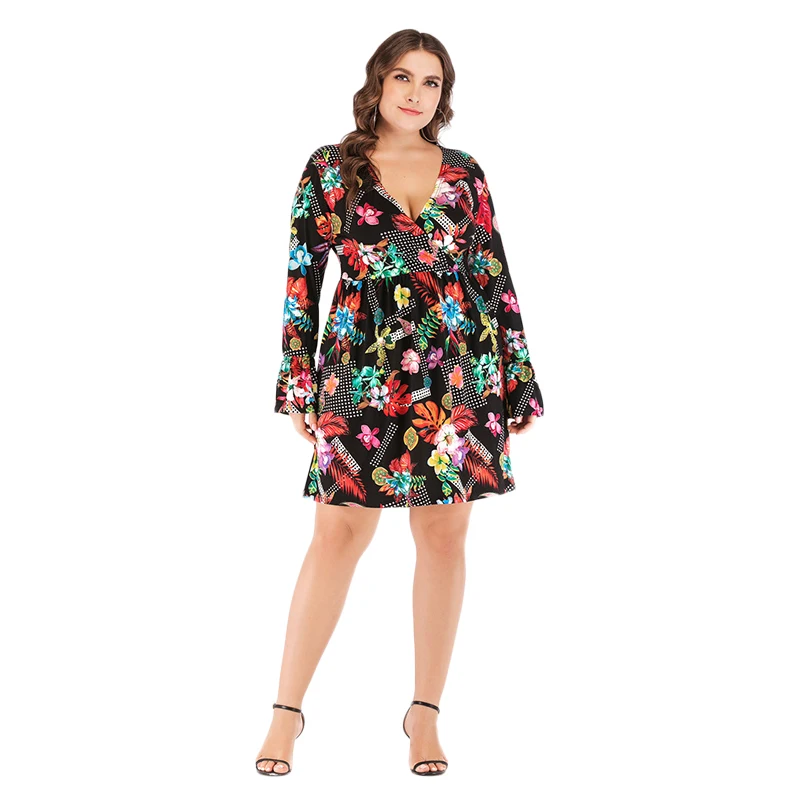 WHZHM Flower V-Neck Party Plus Size 3XL 4XL 5XL 6XL Dress Women Knitting Cotton Vadim A-Line Full Flare Sleeve Casual Dress
WHZHM Flower V-Neck Party Plus Size 3XL 4XL 5XL 6XL Dress Women Knitting Cotton Vadim A-Line Full Flare Sleeve Casual Dress