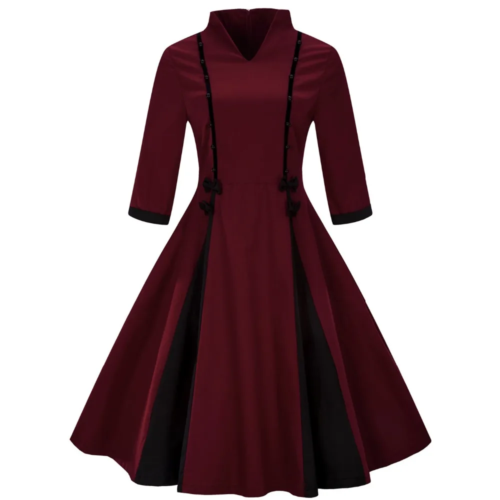 Women Plus Size Fashion Elegant Dress V Neck Vestido Patchwork 3/4 Sleeve 1950s Retro Vintage Swing Rockabilly Dress
Women Plus Size Fashion Elegant Dress V Neck Vestido Patchwork 3/4 Sleeve 1950s Retro Vintage Swing Rockabilly Dress