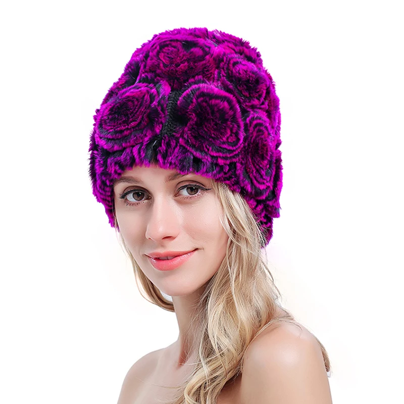 Womens Real Rex Rabbit Fur Beanies For Winter Rose Flowers Decoration Knitted Hat with Soft Lining Warm Fashion Caps MF212
Womens Real Rex Rabbit Fur Beanies For Winter Rose Flowers Decoration Knitted Hat with Soft Lining Warm Fashion Caps MF212