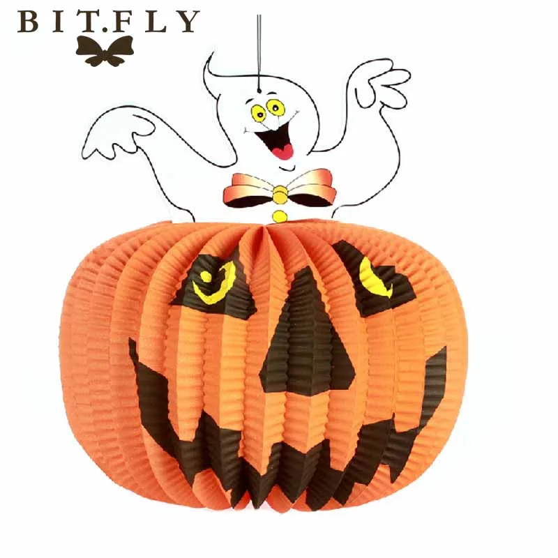 Halloween Party Decoration Animals orange Pumpkin witch Paper Hanging Ornaments Hallowmas Props For Trees Bar DIY Accessories | Дом и сад