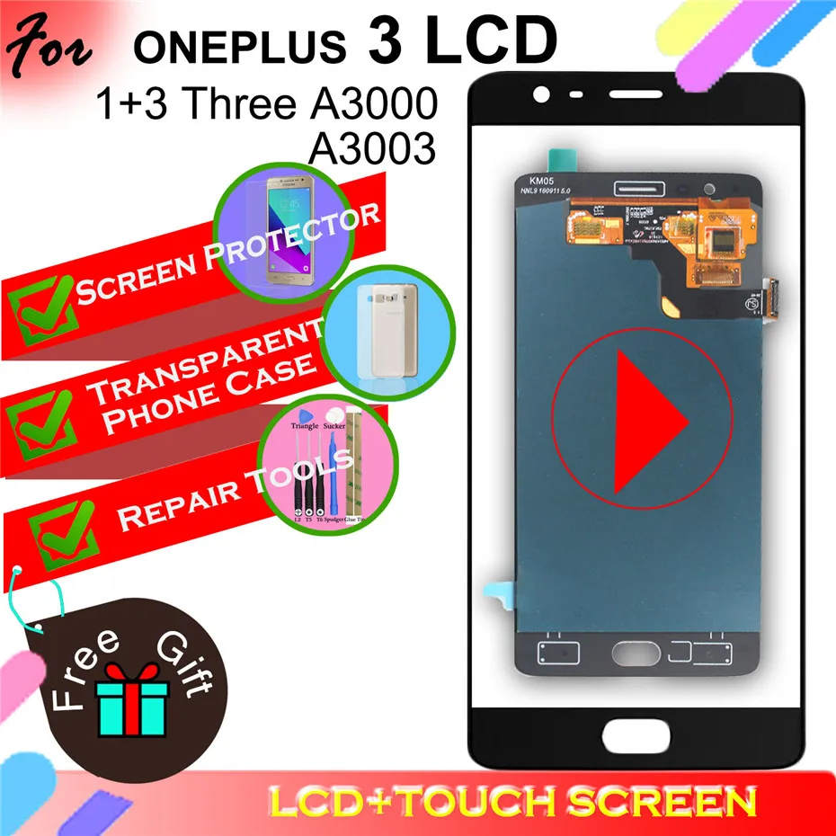 5.5" LCD Display For Oneplus 3 1 + 3 Three A3000 A3003 Touch Screen Digitizer Panel Replacement Accessory Parts 1920x1080
5.5" LCD Display For Oneplus 3 1 + 3 Three A3000 A3003 Touch Screen Digitizer Panel Replacement Accessory Parts 1920x1080